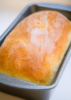 a loaf of bread in a pan on a table