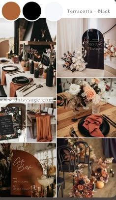 a collage of different wedding colors and decorations