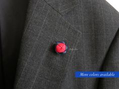 This unique Knot Lapel pin adds a perfect touch to any attire. Each knot is handcrafted in the USA with great attention to detail. Therefore the size and shape may vary slightly.  { SIZE } Approximate diameter: 0.75 inch (1.91 cm) { CUSTOMIZE } Color: choose from 20 colors in 2nd picture, or create your own color combination by requesting a custom order and have something made just for you.  Attachment: choose from Button, Military clutch, Stick pin { YOU MAY ALSO LIKE } Special Offer Knot Set: https://www.etsy.com/listing/208277710/choose-3-knot-mens-lapel-flower-mens Camo Knot: https://www.etsy.com/listing/192735895/sale-camo-knot-mens-lapel-flower-mens Red-White-Blue Knot: https://www.etsy.com/listing/183986266/red-white-blue-knot-mens-lapel-flower { BE IN THE KNOW } Follow us, be the f Red Flower Lapel Pin For Wedding, Elegant Handmade Lapel Pin For Formal Occasions, Handmade Elegant Formal Lapel Pin, Elegant Handmade Formal Lapel Pin, Elegant Handmade Wedding Lapel Pin, Wedding Boutonniere, Lapel Pins Mens, Lapel Flower, Gents Fashion