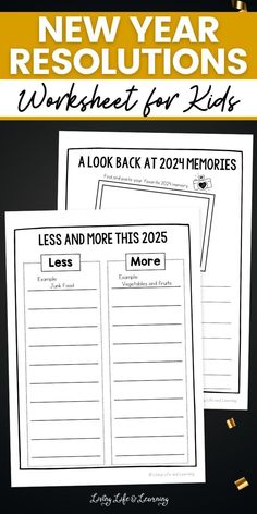 the new year resolution worksheet for kids to help students learn how to read and write