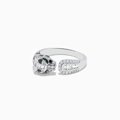 Effy Signature 14K White Gold and Emerald Panther Ring Gold And Emerald, Panther Ring, Panther, Emerald, White Gold, Engagement Rings, Ring, Gold, White