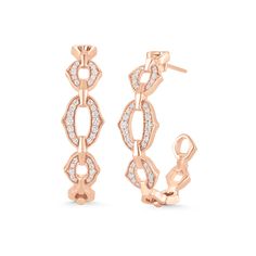 Featuring three round diamond-encrusted hoops, these 18k gold chain link earrings are sure to become a jewelry staple. They feature .38 carats worth of diamonds for lots of sparkle. Elegant Yellow Gold Hoop Earrings With Cable Chain, Elegant Chain Link Hoop Earrings, Elegant Hoop Chain Jewelry, Elegant Chain Hoop Earrings, Elegant Small Hoop Earrings With Chain Detail, Elegant Small Hoop Chain Earrings, Chain Link Earrings, Bali Earrings, Jewelry Staples