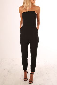 Black Ketsia Jumpsuit from Jean Jail Club Outfits For Women, Bar Outfit, Casual Skirt Outfits, Traje Casual, Party Style, Black Women Fashion, Going Out Outfits, Fancy Outfits, Ladies Dress Design