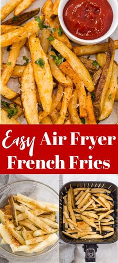 easy air fryer french fries with ketchup on the side