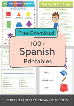 spanish printable worksheets for kids with pictures and text on the front page