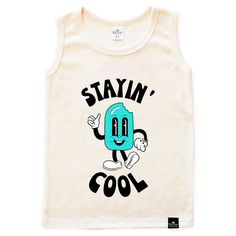 "STAYIN' COOL" Retro Ice Cream Boys Toddler & Kids Youth Sandcastle Tank Top for the beach. The perfect tank top for boys! Stylish for spring, summer, and family vacations. Color: Natural Sand Color Tank Top with Black & Aqua Print Sizes: 2T, 3T, 4T, 5T, XS Youth, S Youth, M Youth Super Soft cotton and polyester blend Printed & Designed in USA by Sonrise State based out of sunny San Diego. Summer Cotton Vest For Vacation, Summer Cotton Vest For Beach, Summer Cotton Vest For Beach Season, Cotton Beach Vest For Beach Season, Cotton Beach Vest, Beach Season Cotton Vest, Summer Cotton Vest, Blue Denim Vest For Summer, White Cotton Summer Vest