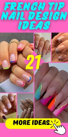 Express your unique style with French tip nails that showcase your creativity. Whether you go for a traditional white tip or add a modern twist with colored accents like pink or blue, these nails are a blank canvas for your imagination. Try different shapes like square or almond to create a look that's truly yours. Elevate your French tip nails with stylish art and intricate designs. French Tip Nails With Colored Tips, Ombre French Tips, Colored French Tips, French Tip Manicure, Nail Tip Designs, French Tip Nail Designs, Romantic Nails, White French Tip