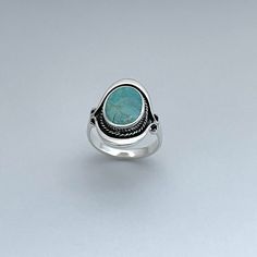 Sterling Silver Bali Style Genuine Turquoise Ring, Silver Ring, Statement Ring, Boho Ring Cool Rings For Men, Soldered Jewelry, Jewelry Making Business, Bali Style, Bali Fashion, Statement Ring Silver