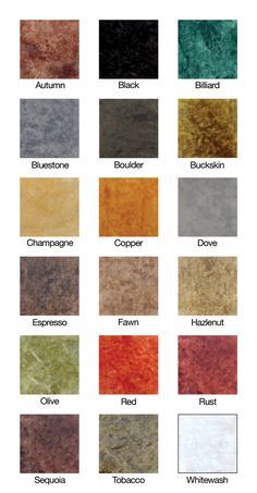 the color chart for different types of paint