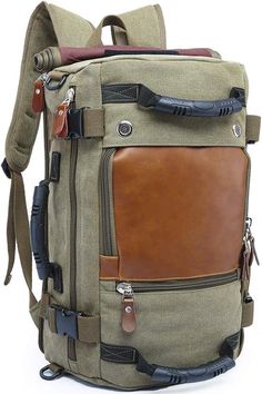 Discover the ultimate companion for your adventures with FR Fashion Co.'s Canvas Travel Backpack. Available in khaki, black, and green, this backpack is crafted from durable canvas and designed for the modern explorer. It features a spacious main compartment capable of holding essentials like 10 shirts, books, and even a 15.6-inch laptop, alongside specialized pockets for notebooks and iPads. Whether you're climbing, hiking, or traveling, this backpack combines convenience and style. Key Feature Duffle Backpack, Canvas Rucksack, Travel Laptop Backpack, Green Backpacks, Yangzhou, Backpack Fashion, Mens Travel Bag, Travel Duffle, Duffle Bag Travel