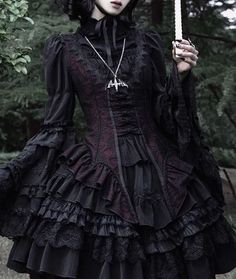 Gothic Bat Hemline Waistcoat Black and Red Top - Google Chrome Anglo Gothic Aesthetic Outfit, Gothic Victorian Outfits, Victorian Gothic Outfit, Goth Victorian Dress, Black Gloves Aesthetic, Victorian Goth Outfits, Black Gothic Outfit, Victorian Goth Aesthetic, Vampire Goth Fashion