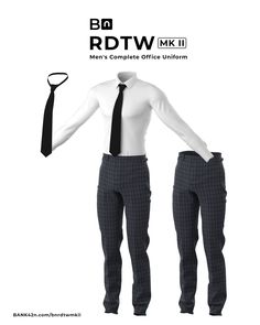 an advertisement for men's office uniform with a man in suit and tie holding his arms out