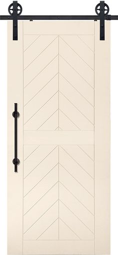 an image of a white door with black hardware on the bottom and side paneling