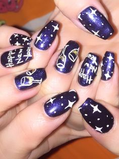 New Year Nails Design 2024, New Year Nails Design, January Nail, January Nail Designs, Galaxy Nail, New Year Nails, Galaxy Nail Art