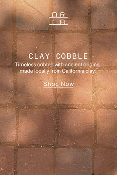 an advertisement for clay cobblestones with the words clay cobble on it in english and spanish