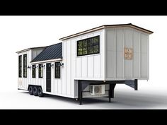 a tiny house on wheels is shown in this image