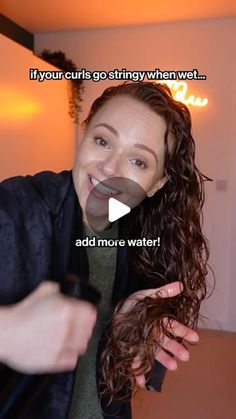 Hannah 🦁 | Wavy Curly Haircare on Instagram: "Prevent stringy curls when wet 🙅‍♀️

➰ Sometimes scrunching can result in stringy curls if the hair wasn’t wet enough or if it’s not brushed into clumps. 

➰ This is something I do if my curls are looking stringy after applying my styling products and before diffusing. 

Let me know if it’s helpful!" Water