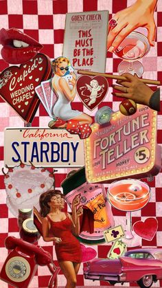 a collage of vintage valentine's day signs and other items from the past