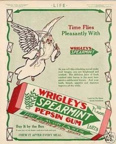 an old ad for wrigley's spearmint gum with angel on it