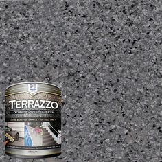 a can of terrazzo is sitting on the ground