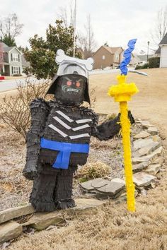 Lego Ninjago Pinata | CatchMyParty.com Ninjago Party Ideas, Ninja Birthday Party Ideas, Ninja Birthday Party, Ninjago Cakes