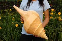 a woman holding a large piece of wood in her hands