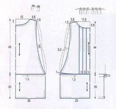 a blueprint drawing of a vest with measurements for the front and back side,