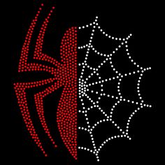 two red and white stars on black with dots in the shape of an abstract design