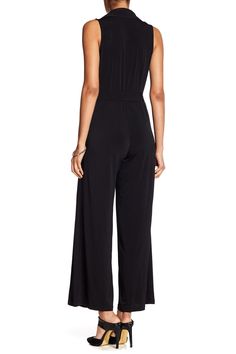 A chic jumpsuit features a self-tie waist for on-trend style that's perfect for any event. 53" length, 30" inseam (size S) Surplice neck with collar Sleeveless Slips on Side slash pockets Removable self-tie at waist Solid color Wide leg 95% polyester, 5% spandex Hand wash, line dry Chic Jumpsuit, Tie Waist Jumpsuit, Jumpsuit Chic, Trend Style, Nordstrom Rack, Wide Leg, Jumpsuit, Hand Wash, Nordstrom