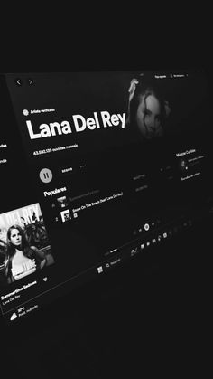 the website for lana del ray is displayed in black and white