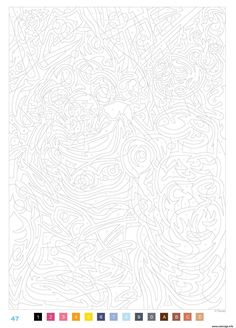 a coloring page with an abstract design in the middle and different colors on each side