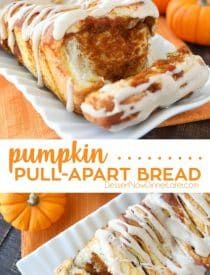 pumpkin pull apart bread with icing on top