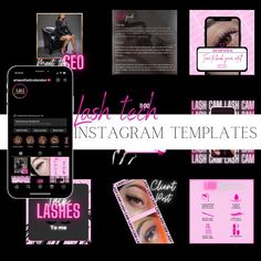 the instagram templates are designed to look like pink and black