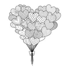 heart shaped balloons in the shape of a bouquet on a white background stock photo image