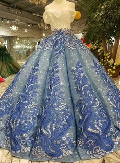 Fashionable Gowns, Ball Outfit, Blue Ball Gown, Wedding Dress With Beading, Poofy Dress, Debut Ideas, Haute Couture Wedding Dress, Medieval Gown, Blue Ball Gowns