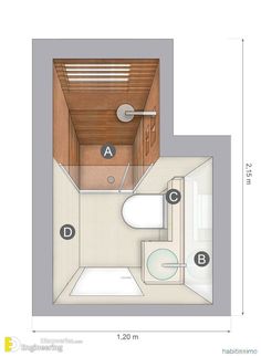 the floor plan for a small bathroom with toilet, sink and shower stall is shown