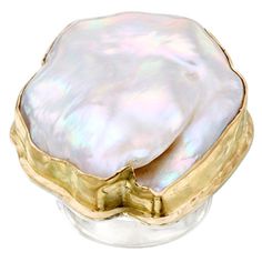 A large and lustrous fresh water baroque pearl is held in an irregular 18K bezel surrounded by hammered texture bezel accent in this design. Bold and noticeable! The hammered sterling shank is currently sized 8, but could be resized. 18k Gold Ring, Silver Pearls, Baroque Pearls, Cocktail Rings, Gold Ring, Fashion Rings, Fresh Water, Silver Ring, Silver Gold