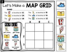 the map grid worksheet for students to learn how to make maps with pictures