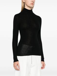 Find ERIC BOMPARD Seamless Extrafine Roll-neck Sweater on Editorialist. black cashmere knitted construction fine knit seamless roll neck long sleeves ribbed cuffs and hem straight hem Black Fitted Sweater For Formal Occasions, Black Ribbed Cashmere Top, Black Cashmere Top For Spring, Spring Black Cashmere Top, Elegant Black Turtleneck For Fall, Modern Fitted Sweater Solid Color, Formal Black Fine Knit Sweater, Black Stretch Turtleneck In Fine Knit, Black Stretch Turtleneck With Fine Knit