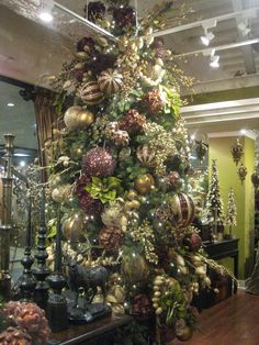 a decorated christmas tree in a room