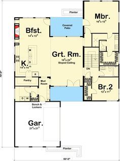 the floor plan for this house shows the living area and kitchen, as well as the garage