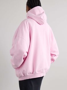 Oversized Hooded Sweatshirt With Embroidered Logo, Oversized Pink Hoodie With Ribbed Cuffs, Oversized Cotton Hoodie With Embroidered Logo, Oversized Hooded Hoodie With Embroidered Logo, Oversized Hoodie With Embroidered Logo For Winter, Oversized Winter Hoodie With Embroidered Logo, Oversized Cotton Athleisure Hoodie, Oversized Pink Sweatshirt With Double-lined Hood, Oversized Sporty Hoodie With Embroidered Logo