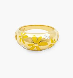 Meet our stunning Yellow Flower Ring. Overflowing with happiness and a carefree spirit, this lovely ring is your go-to for adding a ray of sunshine to your daily look. The playful yellow and white hues create an uplifting vibe, perfect for embracing your joyful side and spreading positive energy wherever you go.
Available also in 14K Solid Gold. Please note that 14K bespoke items are final sale and production time is around 2 weeks.
Dome Height: 10mm Gold Open Ring For Summer, Spring Flower-shaped Gold Rings, Gold Flower Rings For Spring, Gold Floral Rings For Spring, Trendy Adjustable Rings For Spring, Yellow Adjustable Open Ring Jewelry, Trendy Adjustable Spring Rings, Adjustable Yellow Open Ring Jewelry, Trendy Yellow Ring As Gift