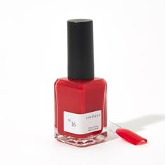 No.16-square Nontoxic Nail Polish, Hand Health, Nail Polish Bottle, Vegan Nail Polish, Red Nail Polish, Long Lasting Nails, Flat Brush, Clean Nails, Red Lipstick