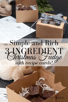 simple and rich christmas fudge with recipe cards