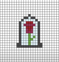 A small pixel art template of the enchanted Rose from Disney's Beauty and the Beast. Pixel Art Beauty And The Beast, Pikcells Art, Small Disney Pixel Art, Pixel Art Ideas Cute Mini, Pixel Art Grid Disney, Beauty And The Beast Pixel Art, Disney Pixel Art Easy, Tiny Pixel Art Templates, Pixel Art Pattern Disney