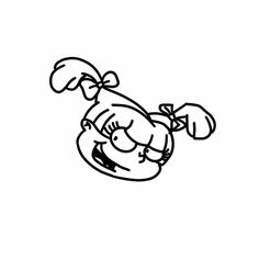 a black and white drawing of a cartoon character