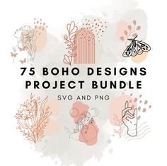 the 75 bohoo designs project bundle is shown in pink and orange with an image of