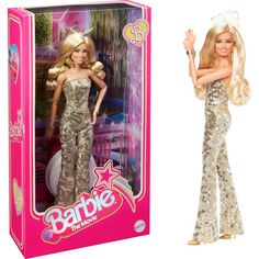 the barbie doll is in its box and it looks like she's ready to dance