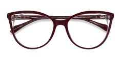 Burgundy horn eyeglasses available in variety of colors to match any outfit. These stylish full-rim, large sized acetate eyeglasses include free single-vision prescription lenses, a case and a cleaning cloth. Cat Eye Glasses Frames Prescription, Maroon Sunglasses, Red Eye Glasses, Red Eye Glasses For Women, Unique Glasses Frames, Red Eyeglasses Women, Glasses Inspo, Brown Eyeglasses, Glasses Inspiration